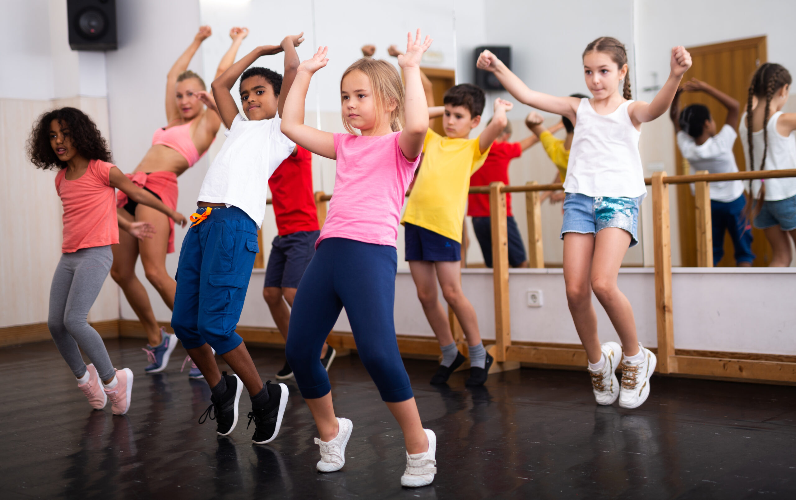 Group,Of,Children,Training,In,Class,,Learning,Dance,Movements